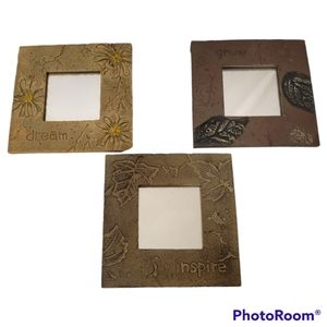 Set of 3 Decor Mirrors "Dream / Inspire / Grow"